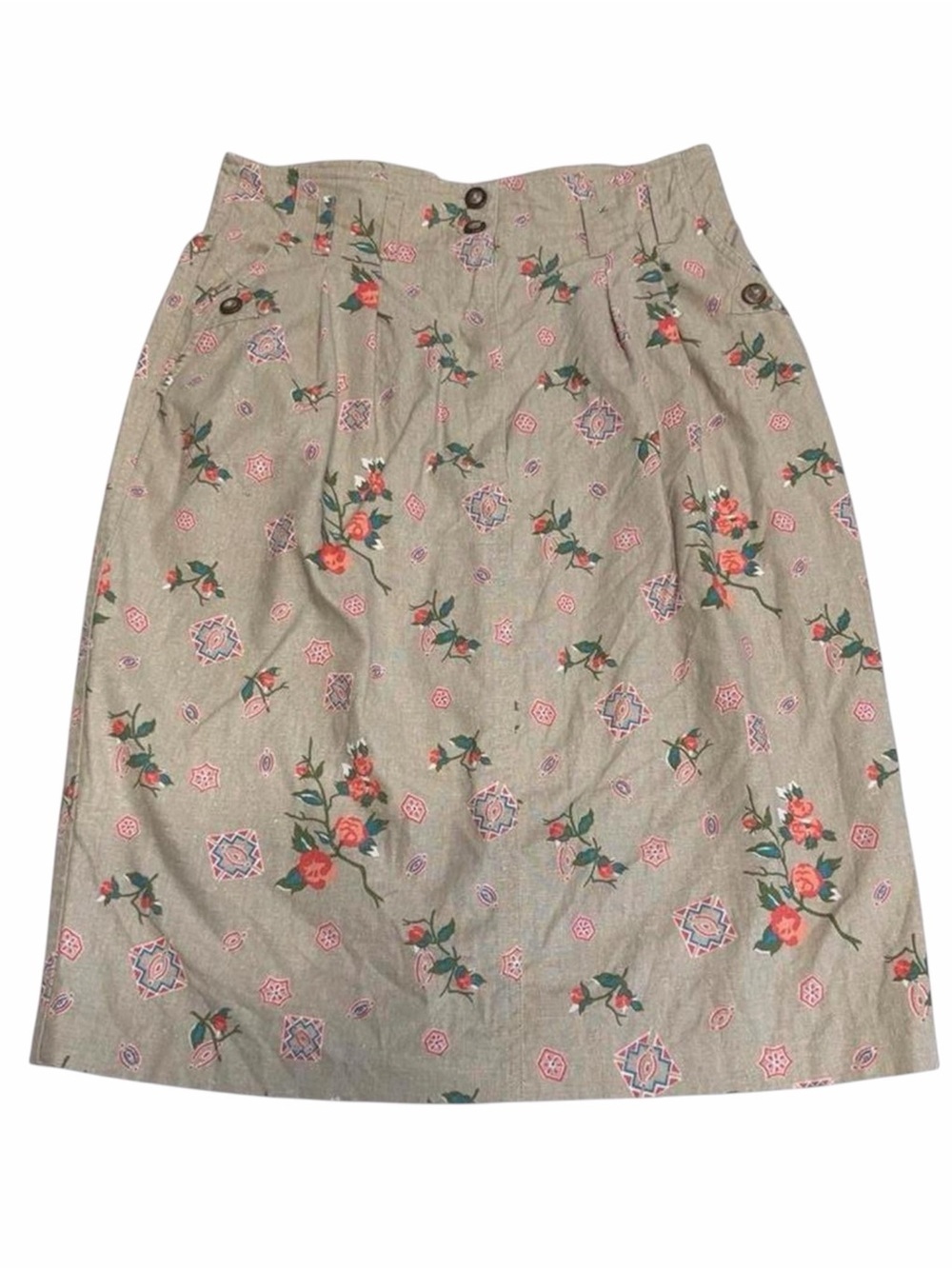 90’s Southwestern Floral Pencil Skirt Women’s 10 Western Cottage Cowgirl Retro